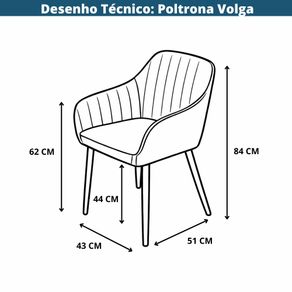 Kit 2 Poltronas Volga Or Design PU Preto Base Metal -7-